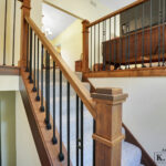 Gorgeous staircase in DeWitt Michigan craftsman style remodel from K Fedewa Builders