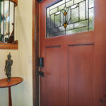 Beautiful front door of DeWitt Michigan craftsman style remodel from K Fedewa Builders