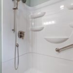 Closeup of shower in Laingsburg Michigan bathroom remodel from K Fedewa Builders