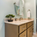 Focus on vanity in Portland Michigan bathroom remodel from K Fedewa Builders