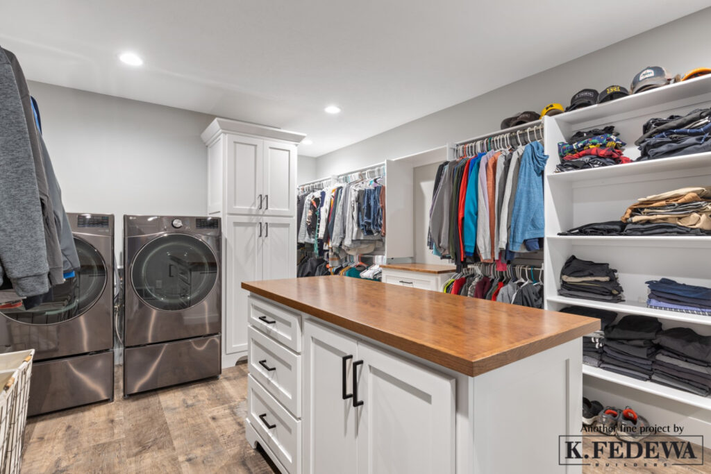 Laundry room in St Johns Michigan master closet remodel from K Fedewa Builders