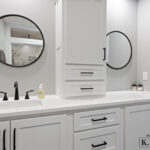 Dual vanity in St Johns Michigan master bathroom remodel from K Fedewa Builders