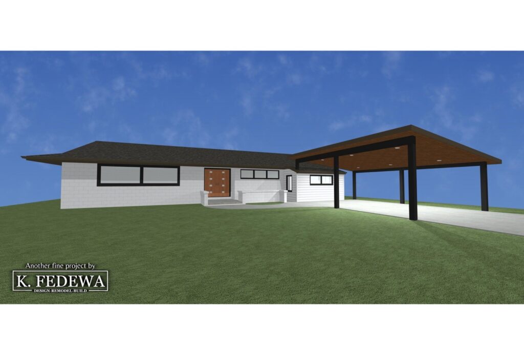 Rendering of what a new garage addition and carport will look like