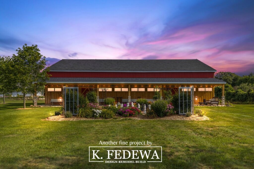 A stunningly beautiful barn-style wedding venue built by K. Fedewa Builders