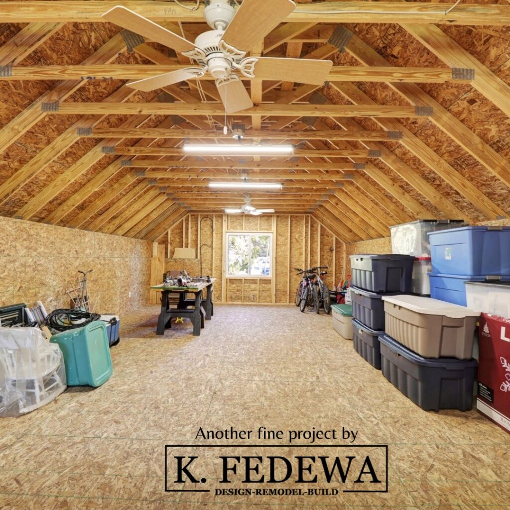Large and spacious garage attic.
