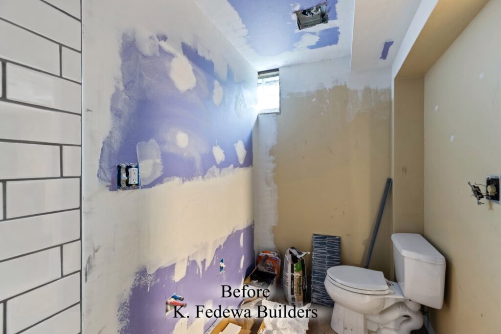 Photo showing DIY bathroom remodel gone wrong.