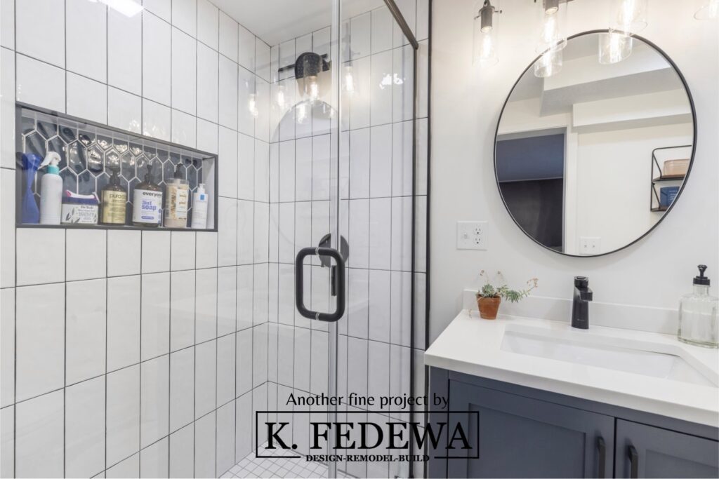 Beautiful shower after remodel by K. Fedewa Builders