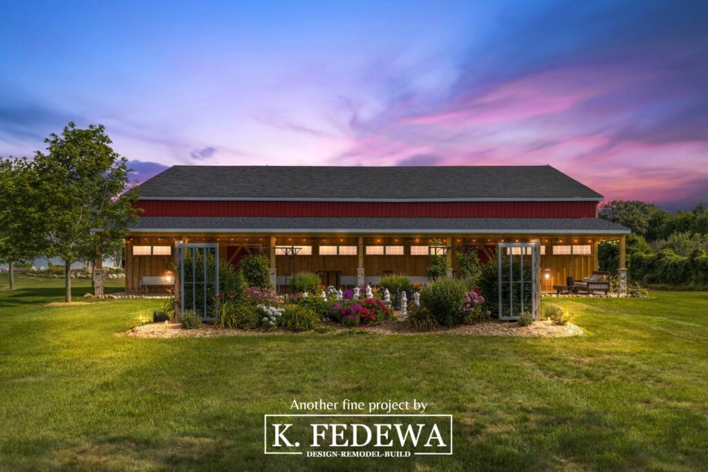 A stunningly beautiful barn-style wedding venue built by K. Fedewa Builders