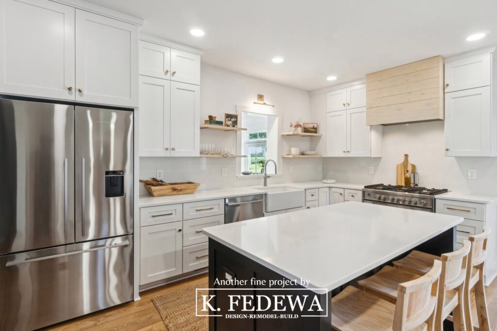 Beautiful white kitchen in St. Johns, MI remodel from K. Fedewa Builders