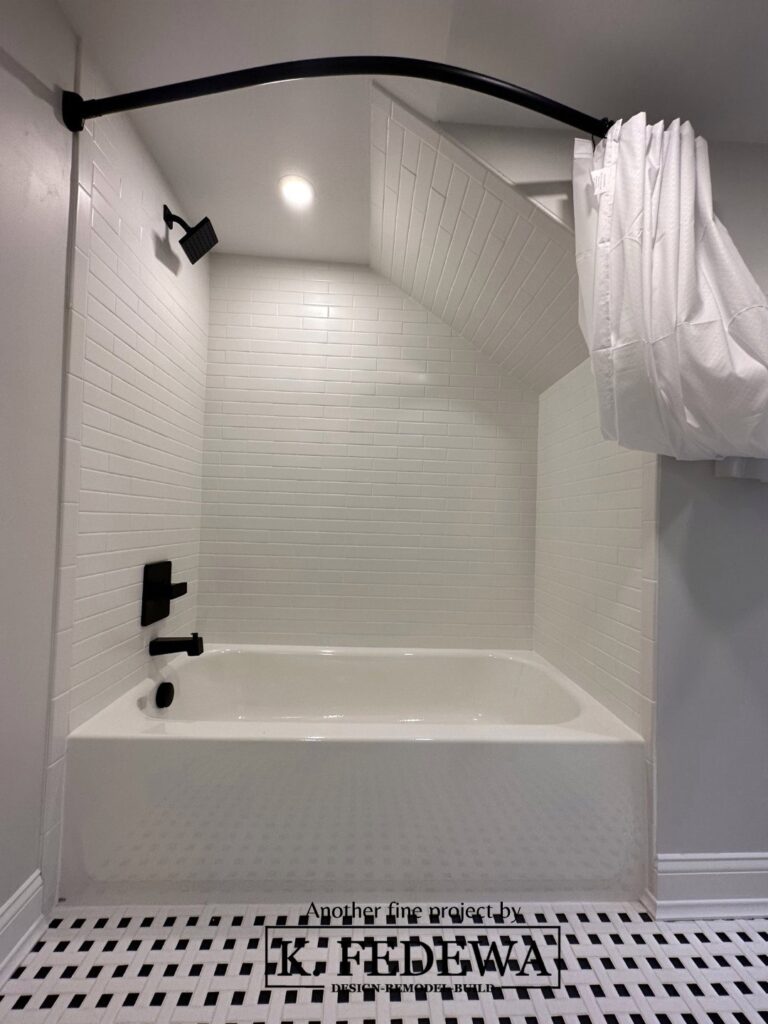 Huge soaking tub with heated tile floor.