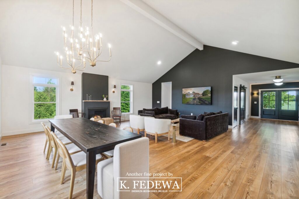 Gorgeous dining room and great room in St. Johns, MI remodel from K. Fedewa.